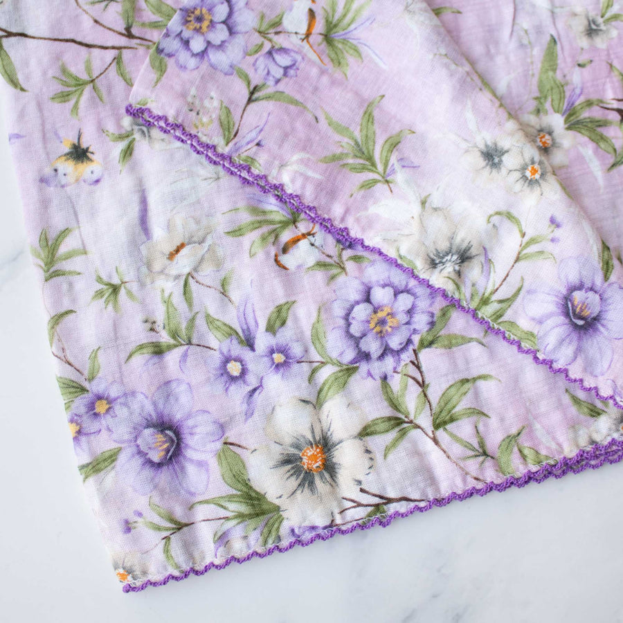 Ann Floral Cotton Scarf - Lilac